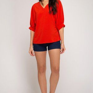 Red baloon sleeve top